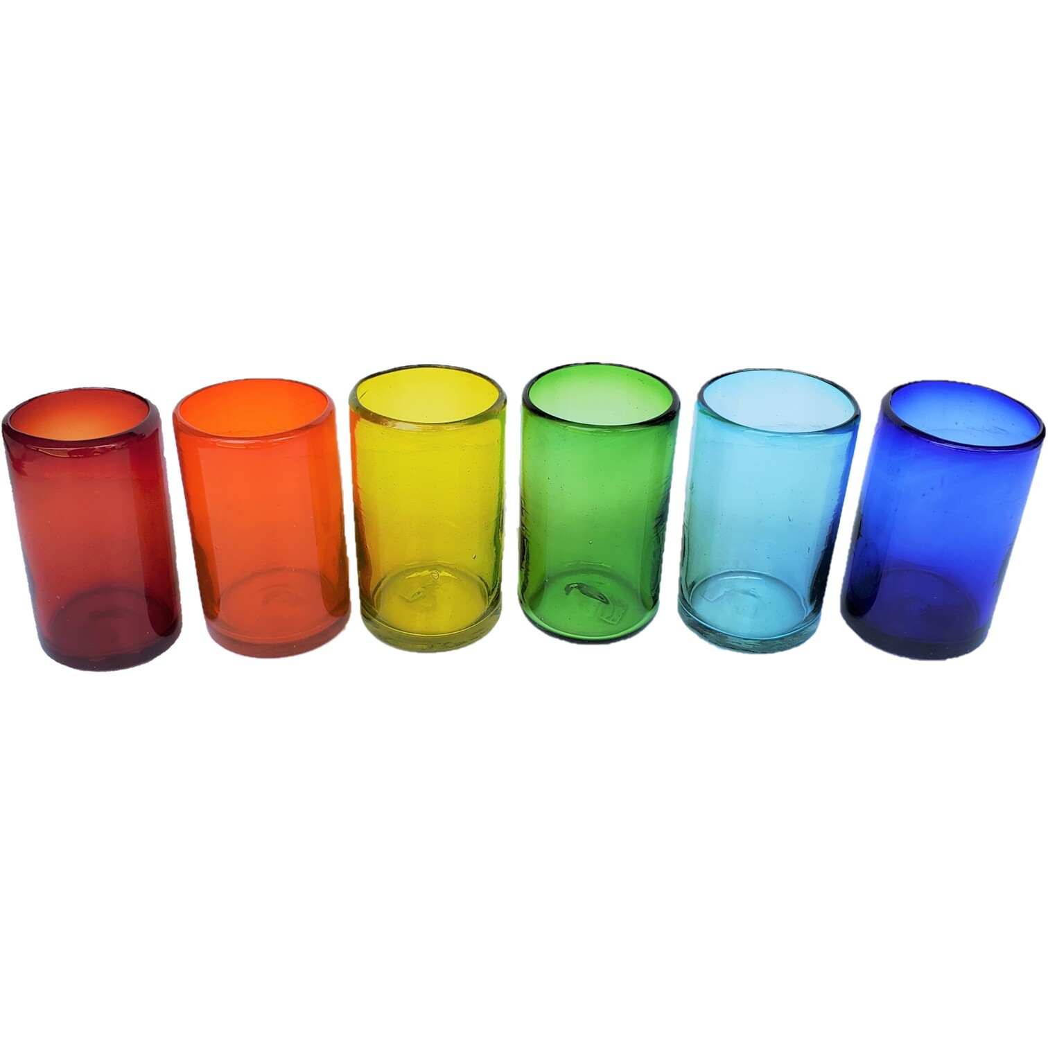 VIDRIO SOPLADO / Juego de 6 vasos grandes de colores Arcoris, 14 oz, Vidrio Reciclado, Libre de Plomo y Toxinas